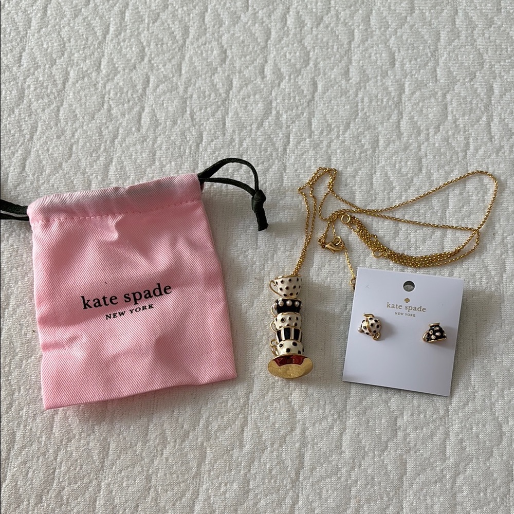 Kate Spade Teacup Earrings + Necklace Set